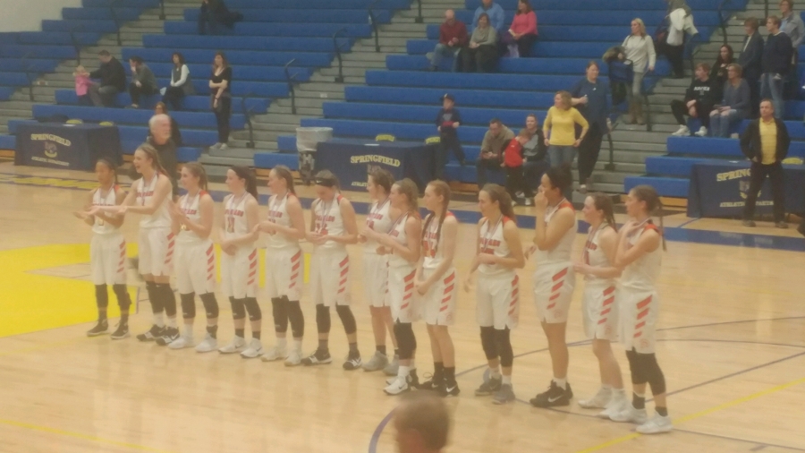 girls basketball team all lined up